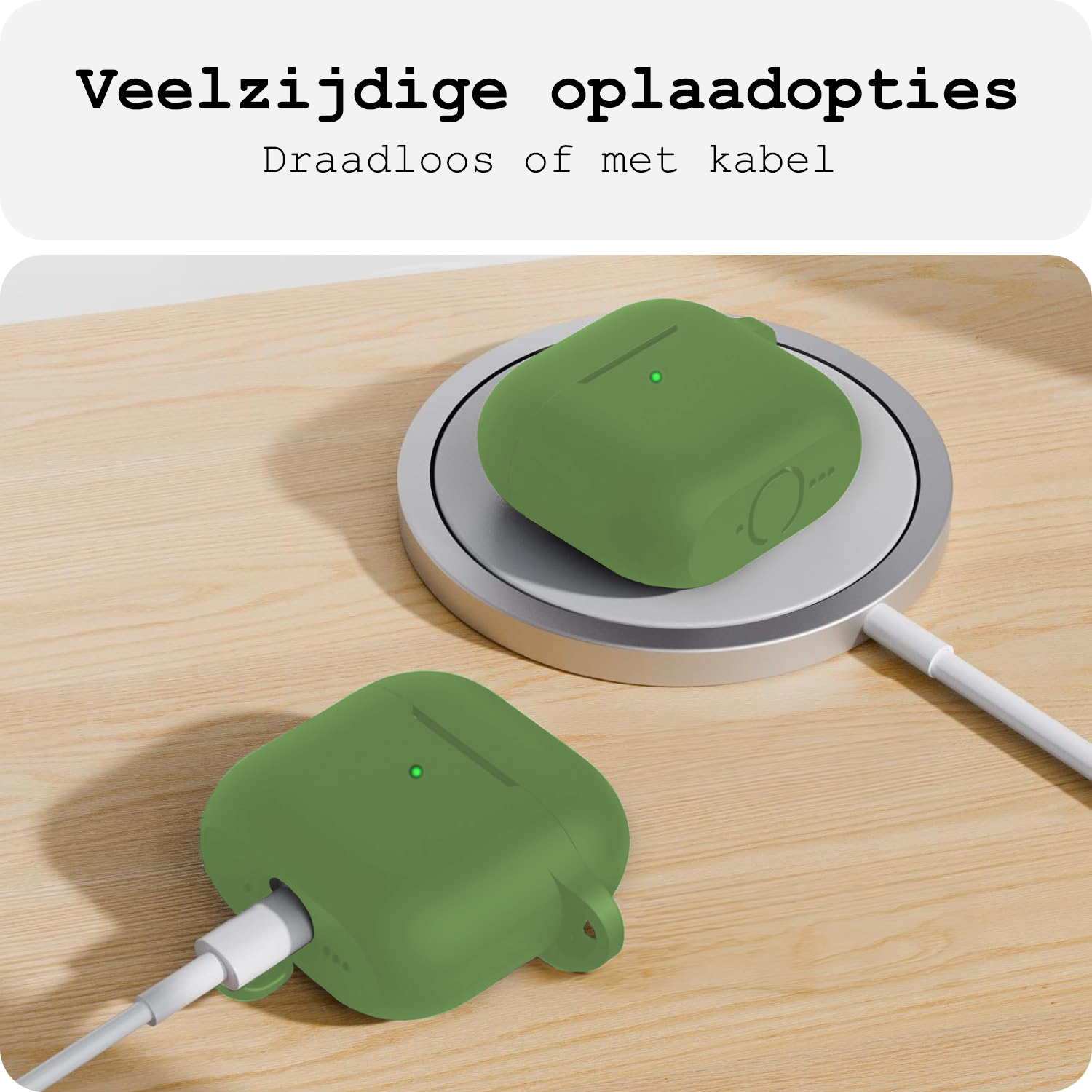 BASEY. BASEY. Siliconen Hoesje Voor Apple AirPods 5 - Donkergroen
