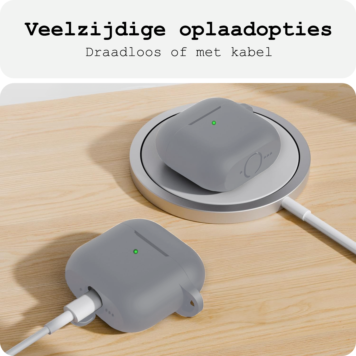 BASEY. BASEY. Siliconen Hoesje Voor Apple AirPods 5 - Grijs