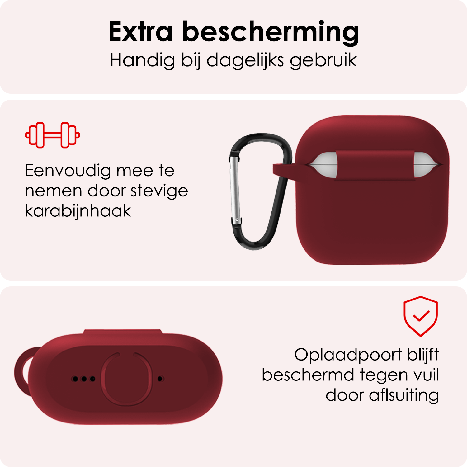 NoXx NoXx Siliconen Hoesje Voor Apple AirPods 5 - Donkerrood