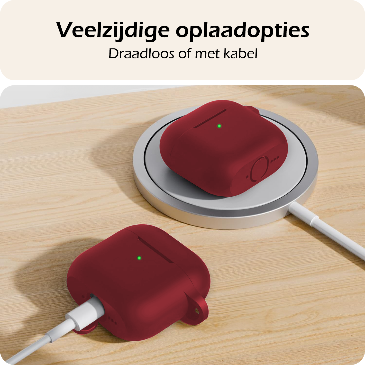 Nomfy Nomfy Siliconen Hoesje Voor Apple AirPods 5 - Donkerrood