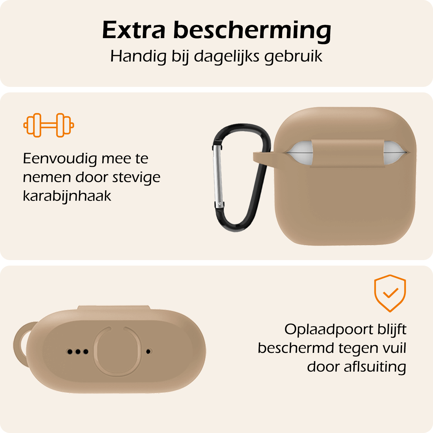 Nomfy Nomfy Siliconen Hoesje Voor Apple AirPods 5 - Zand