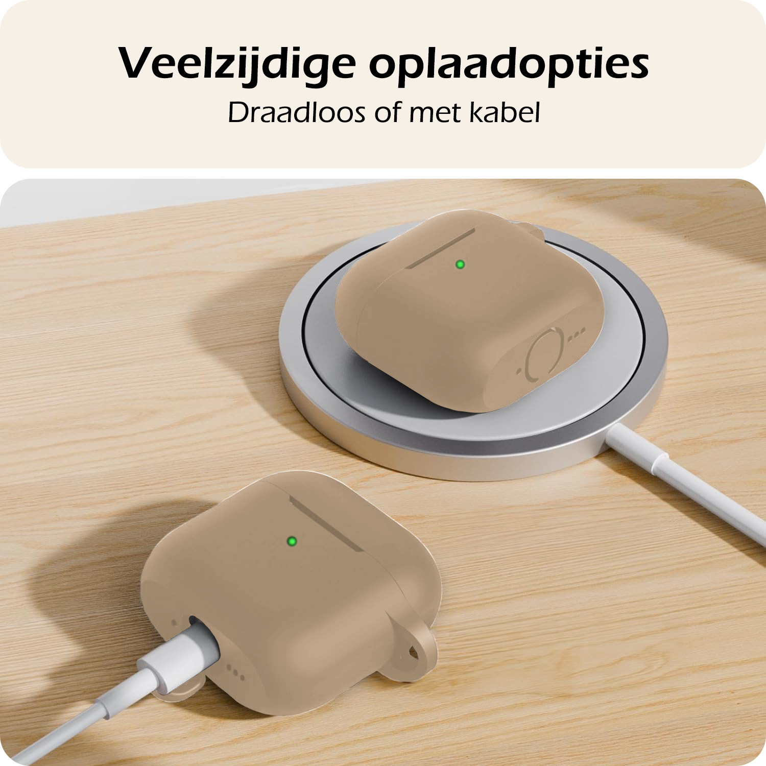 Nomfy Nomfy Siliconen Hoesje Voor Apple AirPods 5 - Zand