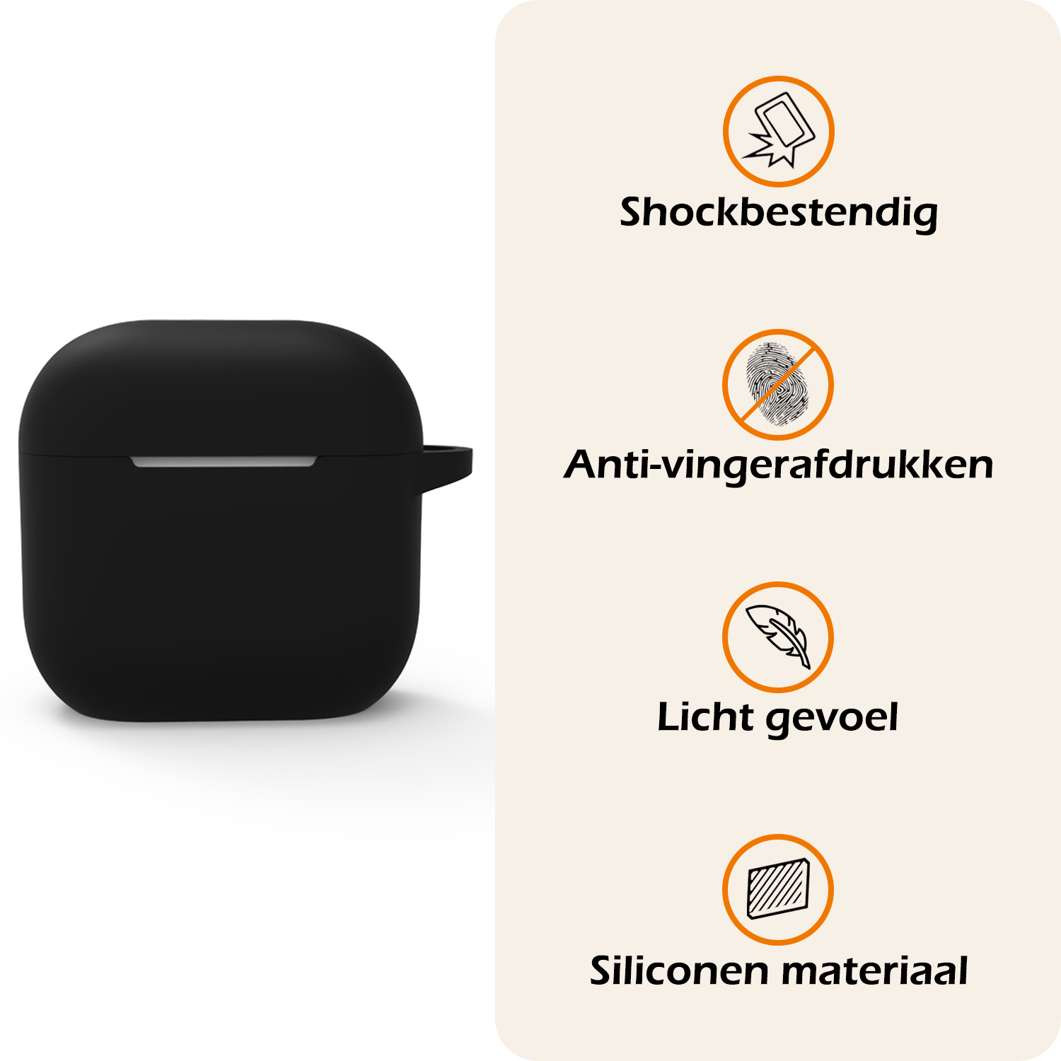 Nomfy Nomfy Siliconen Hoesje Voor Apple AirPods 5 - Zwart