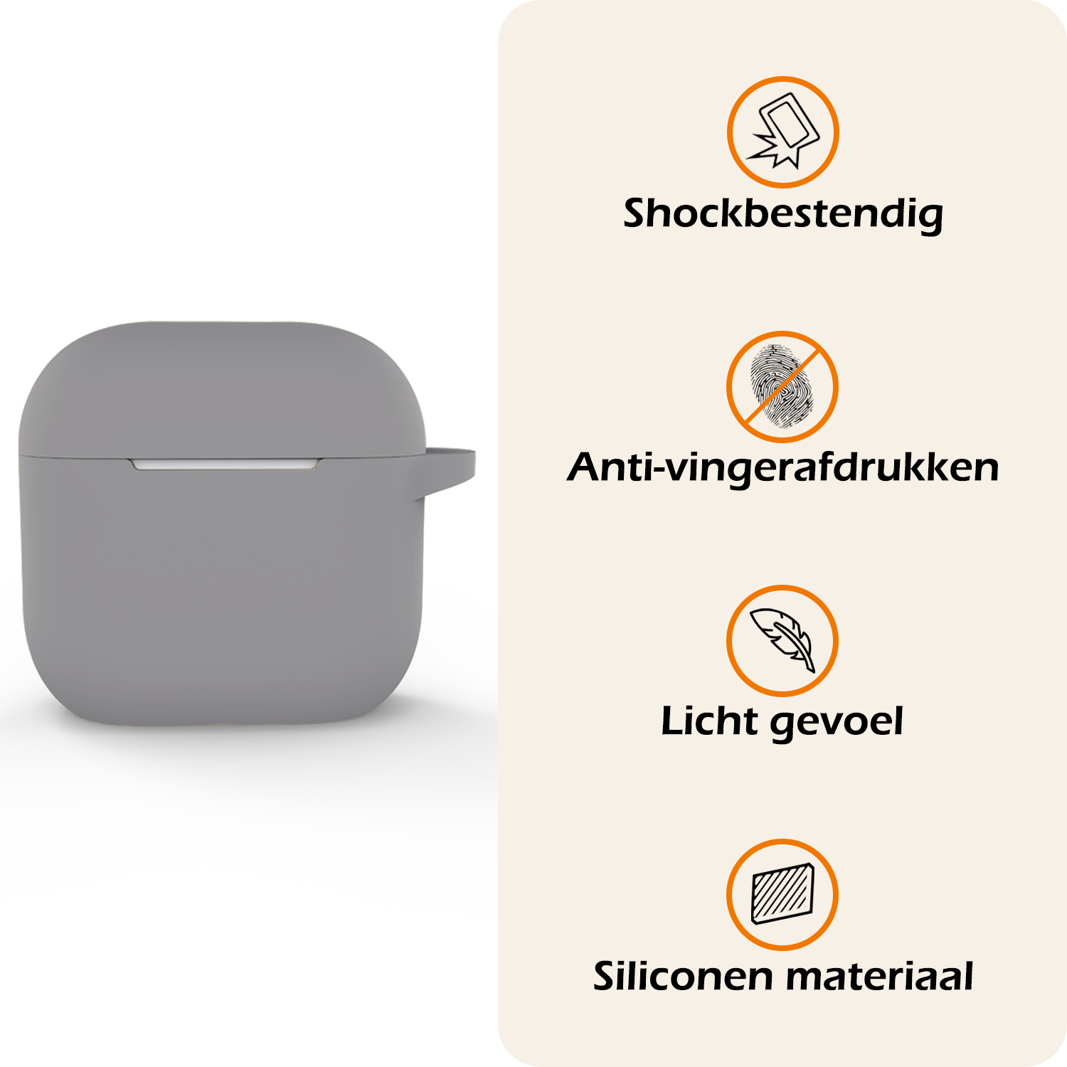Nomfy Nomfy Siliconen Hoesje Voor Apple AirPods 5 - Grijs
