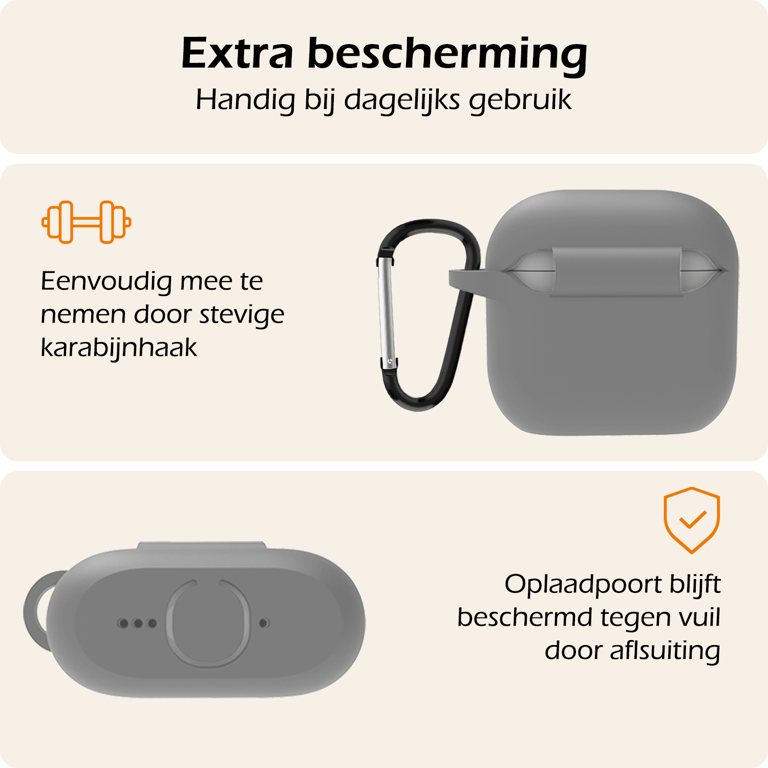 Nomfy Nomfy Siliconen Hoesje Voor Apple AirPods 5 - Grijs