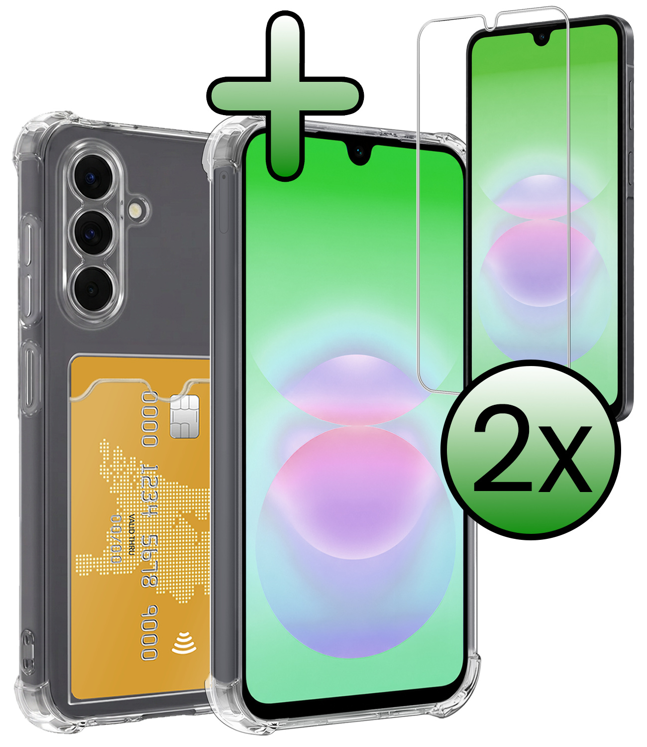 BASEY. BASEY. Samsung Galaxy A18 Hoesje Pashouder Met 2x Screenprotector