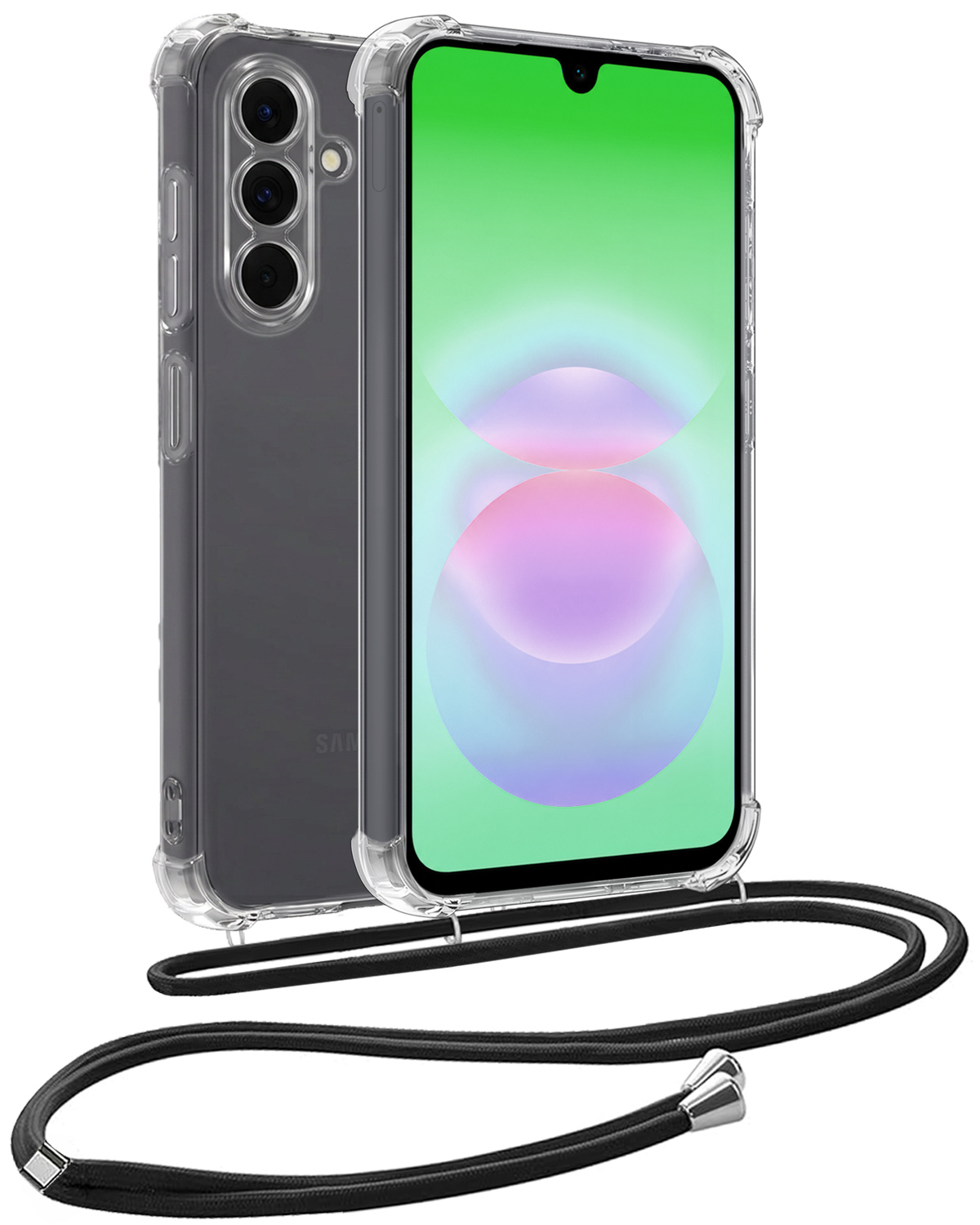 BASEY. BASEY. Samsung Galaxy A18 Hoesje Transparant Shockproof Met Zwart Koord