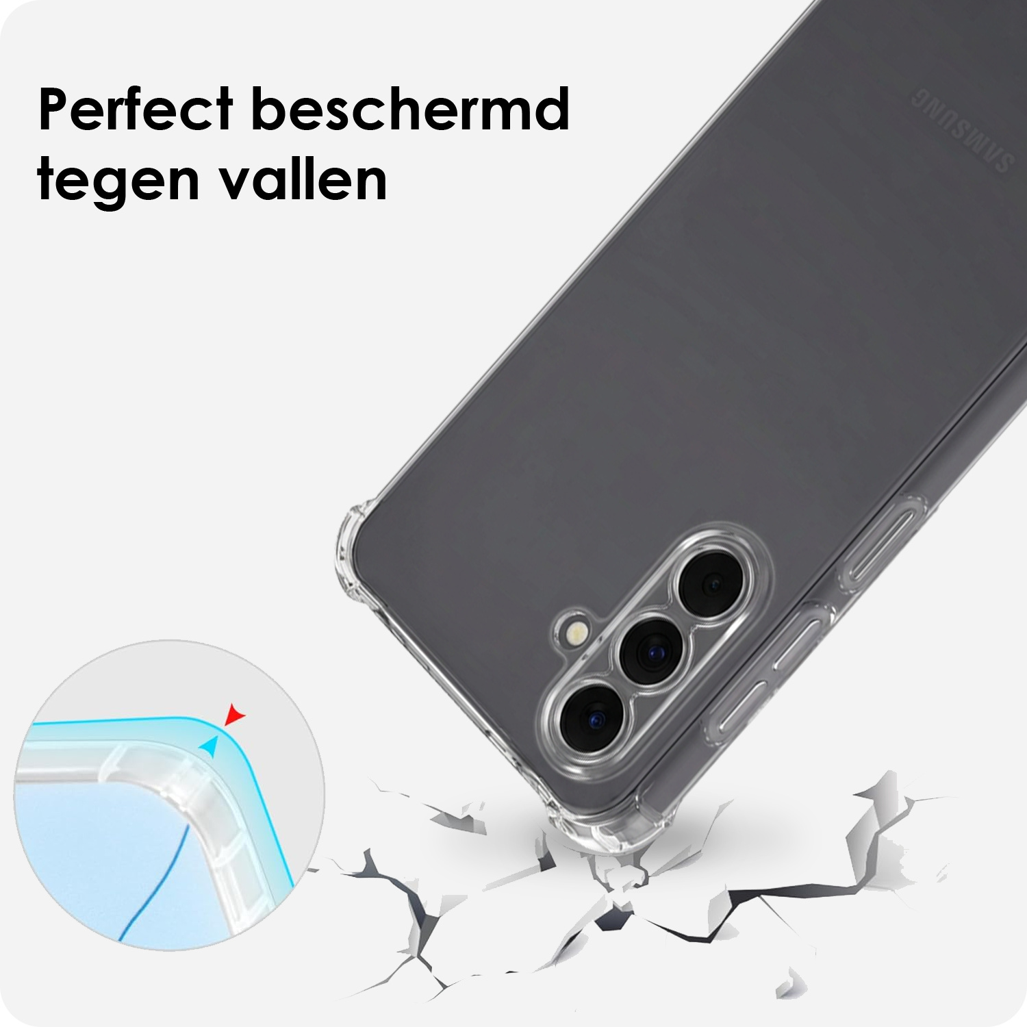 BASEY. BASEY. Samsung Galaxy A18 Hoesje Transparant Shockproof Met Zwart Koord