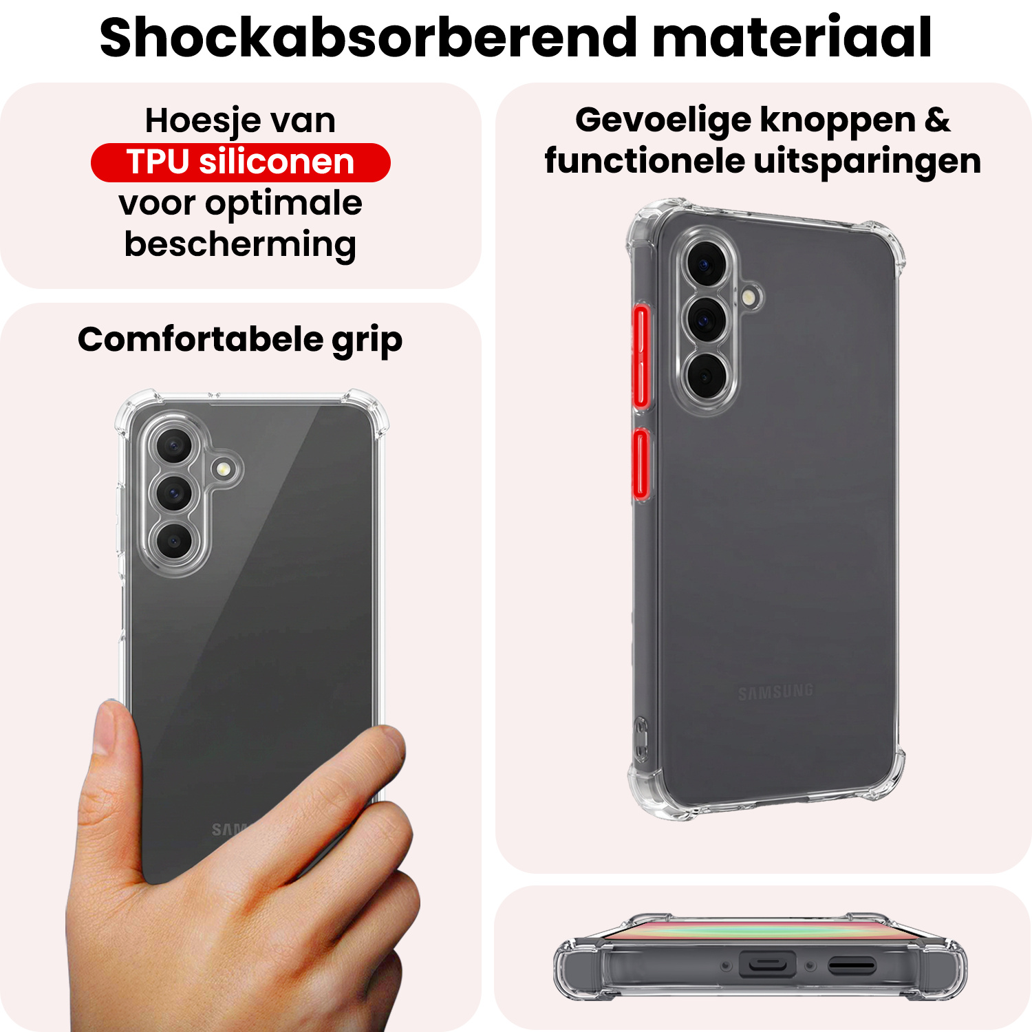 NoXx NoXx Samsung Galaxy A18 Hoesje Shockproof - Transparant - 2 PACK