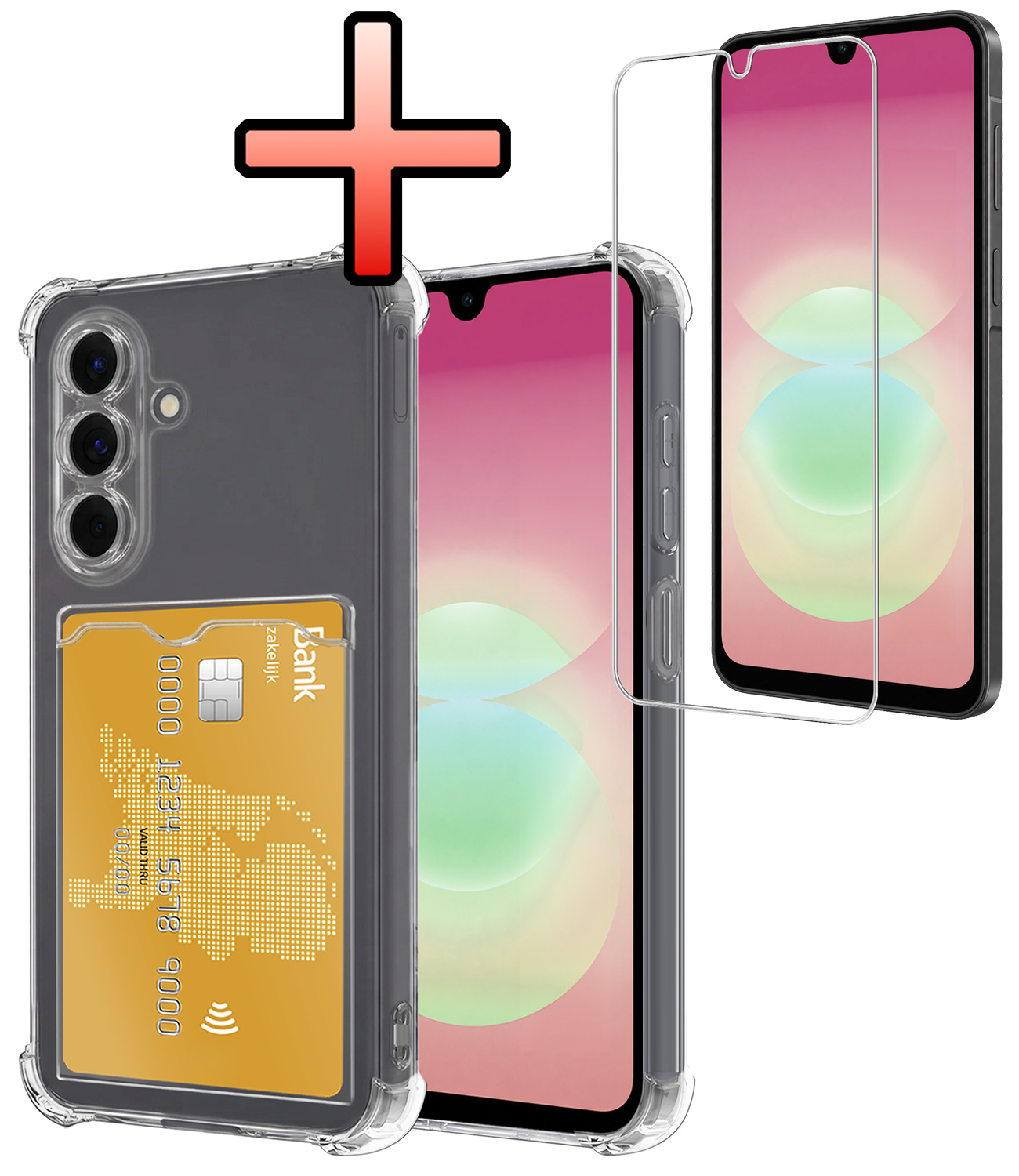 NoXx NoXx Samsung Galaxy A18 Hoesje Pashouder Met Screenprotector