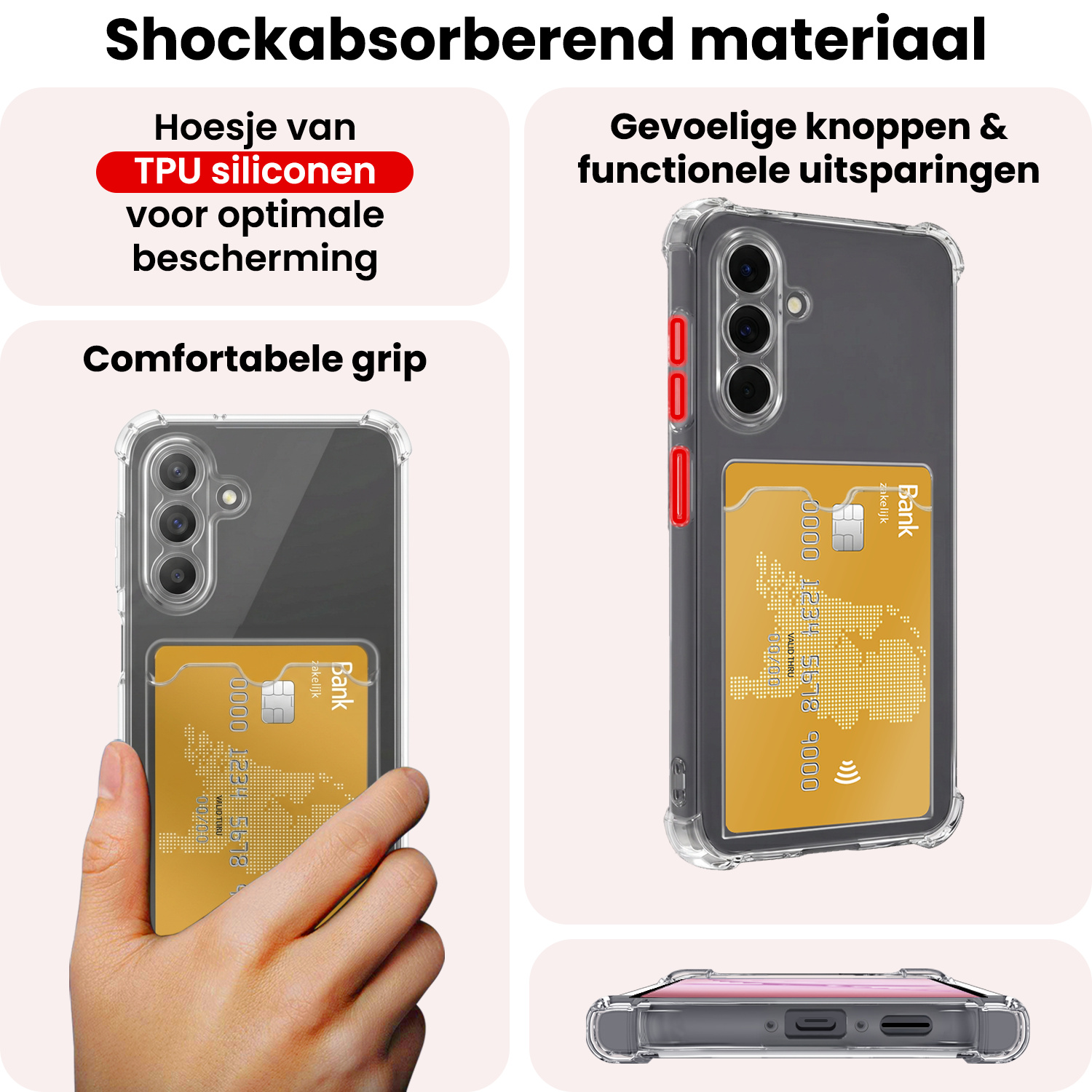 NoXx NoXx Samsung Galaxy A18 Hoesje Pashouder Met 2x Screenprotector