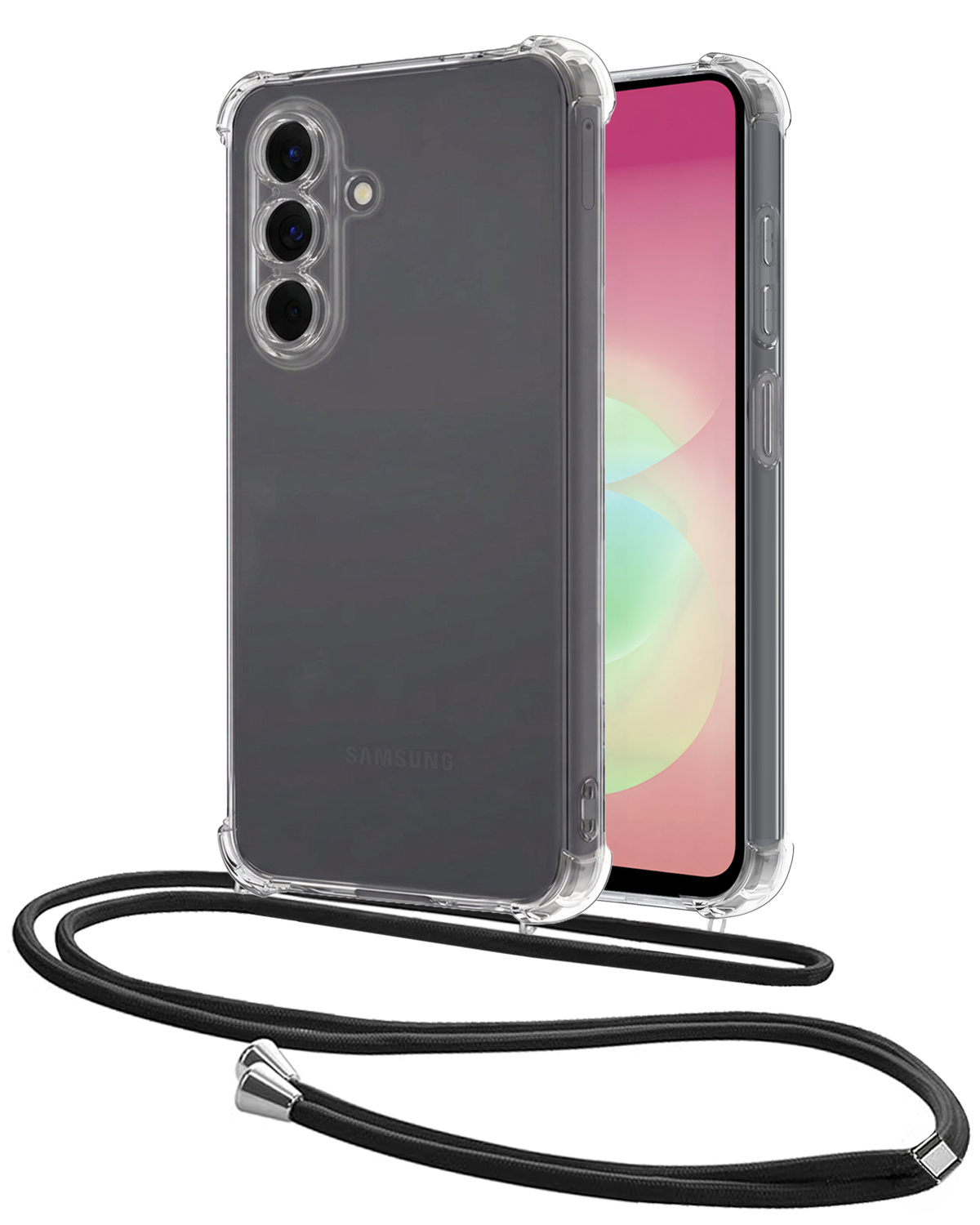 NoXx NoXx Samsung Galaxy A18 Hoesje Transparant Shockproof Met Zwart Koord