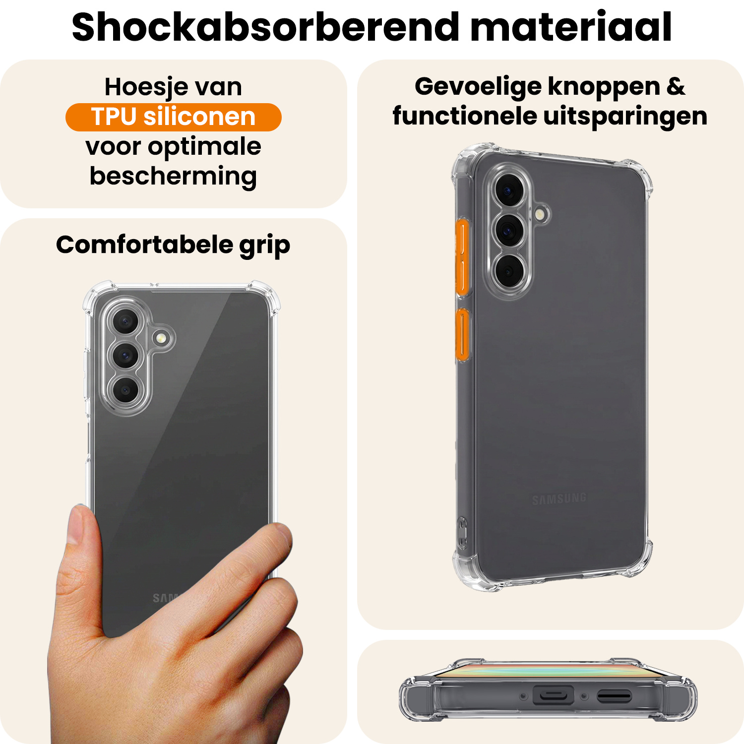 Nomfy Nomfy Samsung Galaxy A18 Hoesje Shockproof - Transparant - 2 PACK