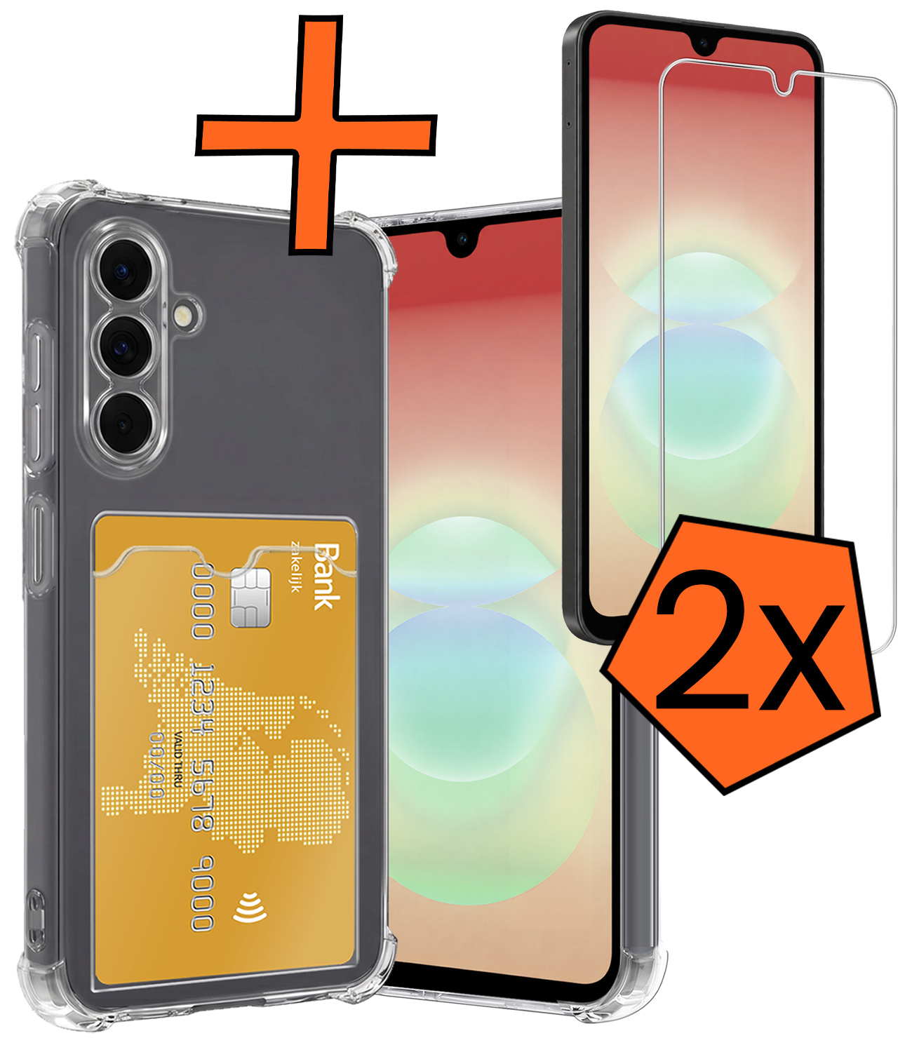 Nomfy Nomfy Samsung Galaxy A18 Hoesje Pashouder Met 2x Screenprotector
