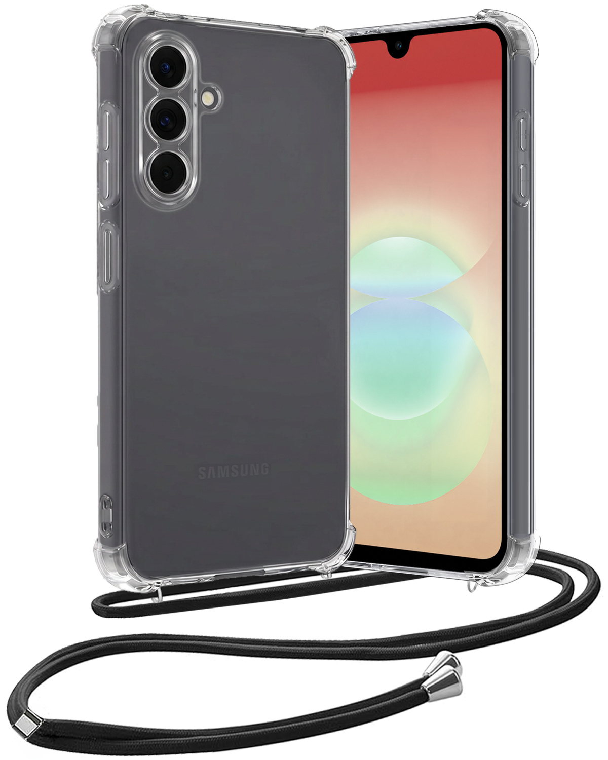 Nomfy Nomfy Samsung Galaxy A18 Hoesje Transparant Shockproof Met Zwart Koord