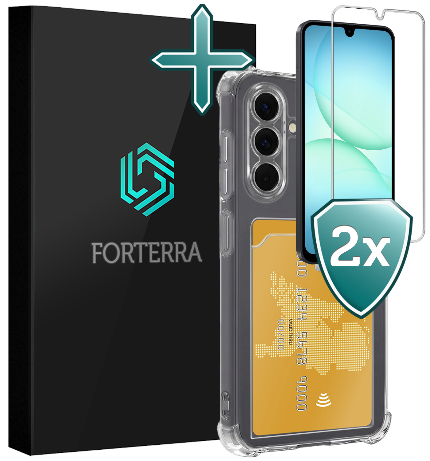 Forterra Forterra Samsung Galaxy A18 Hoesje Pashouder Met 2x Screenprotector