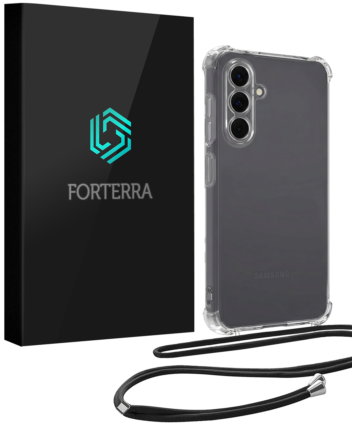 Forterra Forterra Samsung Galaxy A18 Hoesje Transparant Shockproof Met Zwart Koord