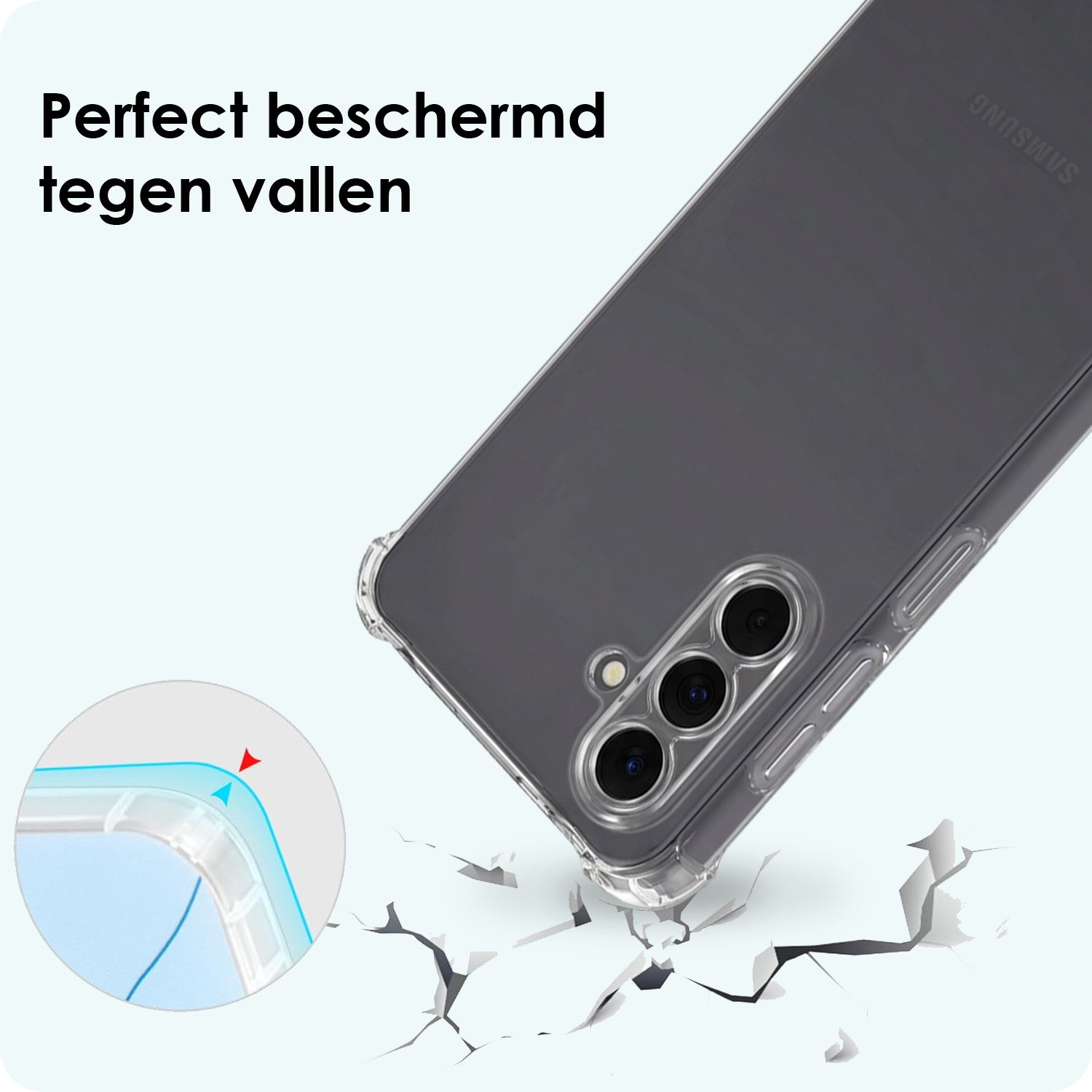 Forterra Forterra Samsung Galaxy A18 Hoesje Transparant Shockproof Met Zwart Koord