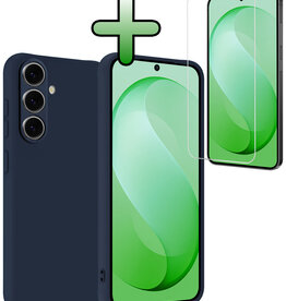 BASEY. BASEY. Samsung Galaxy S26 FE Hoesje Siliconen Met Screenprotector - Donkerblauw