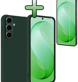 BASEY. BASEY. Samsung Galaxy S26 FE Hoesje Siliconen Met Screenprotector - Donkergroen
