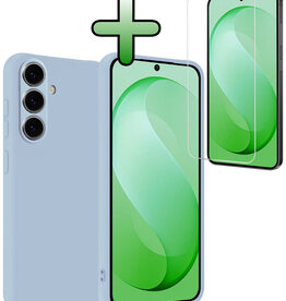 BASEY. BASEY. Samsung Galaxy S26 FE Hoesje Siliconen Met Screenprotector - Lichtblauw