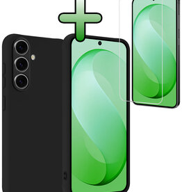 BASEY. BASEY. Samsung Galaxy S26 FE Hoesje Siliconen Met Screenprotector - Zwart