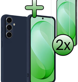 BASEY. BASEY. Samsung Galaxy S26 FE Hoesje Siliconen Met 2x Screenprotector - Donkerblauw