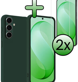 BASEY. BASEY. Samsung Galaxy S26 FE Hoesje Siliconen Met 2x Screenprotector - Donkergroen