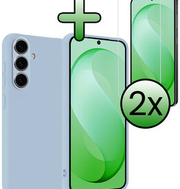 BASEY. BASEY. Samsung Galaxy S26 FE Hoesje Siliconen Met 2x Screenprotector - Lichtblauw