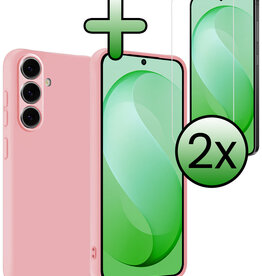 BASEY. BASEY. Samsung Galaxy S26 FE Hoesje Siliconen Met 2x Screenprotector - Lichtroze