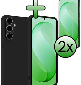 BASEY. BASEY. Samsung Galaxy S26 FE Hoesje Siliconen Met 2x Screenprotector - Zwart