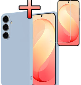 NoXx NoXx Samsung Galaxy S26 FE Hoesje Siliconen Met Screenprotector - Lichtblauw