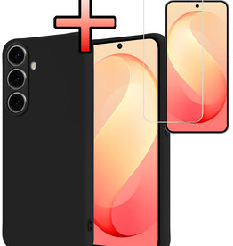 NoXx NoXx Samsung Galaxy S26 FE Hoesje Siliconen Met Screenprotector - Zwart
