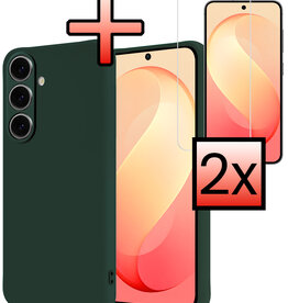 NoXx NoXx Samsung Galaxy S26 FE Hoesje Siliconen Met 2x Screenprotector - Donkergroen