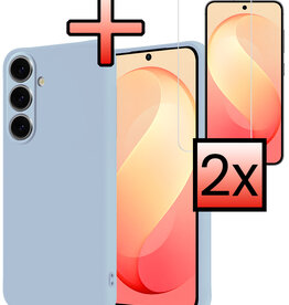 NoXx NoXx Samsung Galaxy S26 FE Hoesje Siliconen Met 2x Screenprotector - Lichtblauw