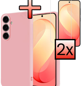 NoXx NoXx Samsung Galaxy S26 FE Hoesje Siliconen Met 2x Screenprotector - Lichtroze