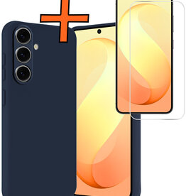 Nomfy Nomfy Samsung Galaxy S26 FE Hoesje Siliconen Met Screenprotector - Donkerblauw