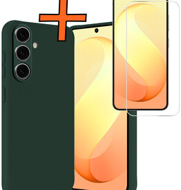 Nomfy Nomfy Samsung Galaxy S26 FE Hoesje Siliconen Met Screenprotector - Donkergroen