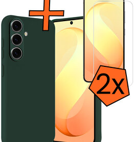 Nomfy Nomfy Samsung Galaxy S26 FE Hoesje Siliconen Met 2x Screenprotector - Donkergroen