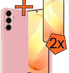 Nomfy Nomfy Samsung Galaxy S26 FE Hoesje Siliconen Met 2x Screenprotector - Lichtroze