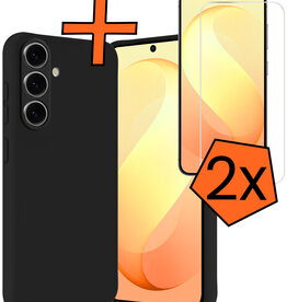 Nomfy Nomfy Samsung Galaxy S26 FE Hoesje Siliconen Met 2x Screenprotector - Zwart