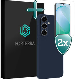 Forterra Forterra Samsung Galaxy S26 FE Hoesje Siliconen Met 2x Screenprotector - Donkerblauw