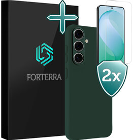 Forterra Forterra Samsung Galaxy S26 FE Hoesje Siliconen Met 2x Screenprotector - Donkergroen