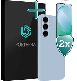 Forterra Forterra Samsung Galaxy S26 FE Hoesje Siliconen Met 2x Screenprotector - Lichtblauw