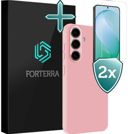 Forterra Forterra Samsung Galaxy S26 FE Hoesje Siliconen Met 2x Screenprotector - Lichtroze