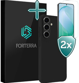 Forterra Forterra Samsung Galaxy S26 FE Hoesje Siliconen Met 2x Screenprotector - Zwart