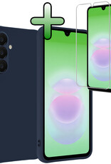 BASEY. BASEY. Samsung Galaxy A18 Hoesje Siliconen Met Screenprotector - Donkerblauw