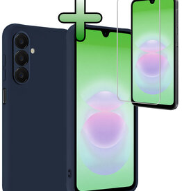 BASEY. BASEY. Samsung Galaxy A18 Hoesje Siliconen Met Screenprotector - Donkerblauw