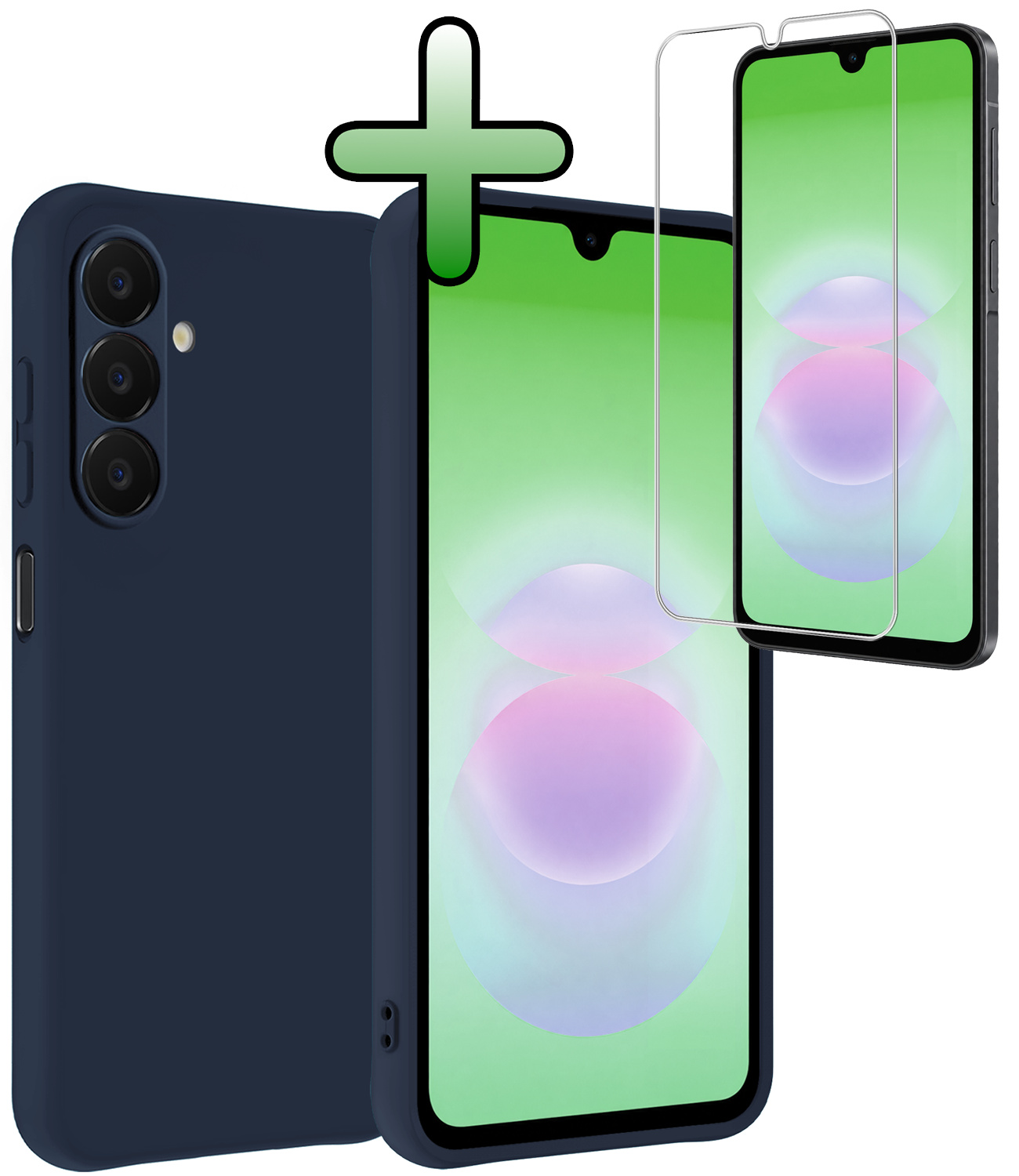 BASEY. BASEY. Samsung Galaxy A18 Hoesje Siliconen Met Screenprotector - Donkerblauw