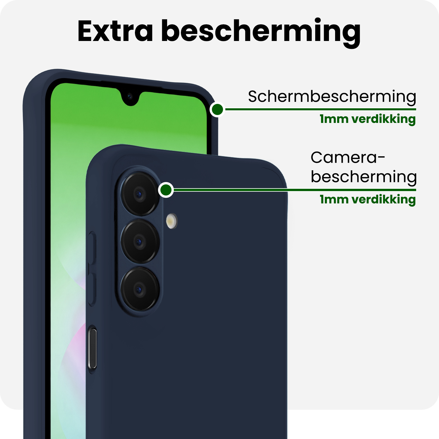 BASEY. BASEY. Samsung Galaxy A18 Hoesje Siliconen Met Screenprotector - Donkerblauw